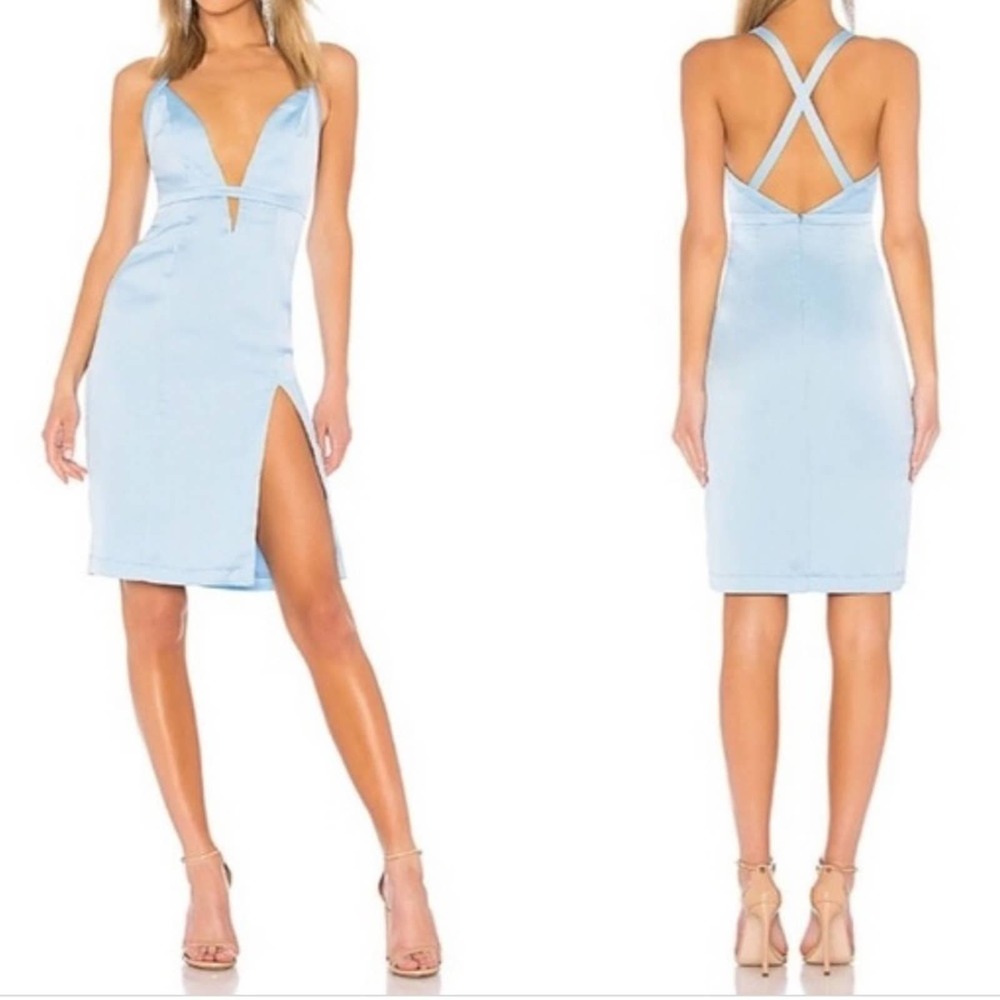 NBD Deep V Blue MIDI Dress XS